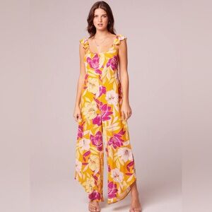 BOG Collective Euphoria gold Floral‎ Yellow Jumpsuit size Small NWT